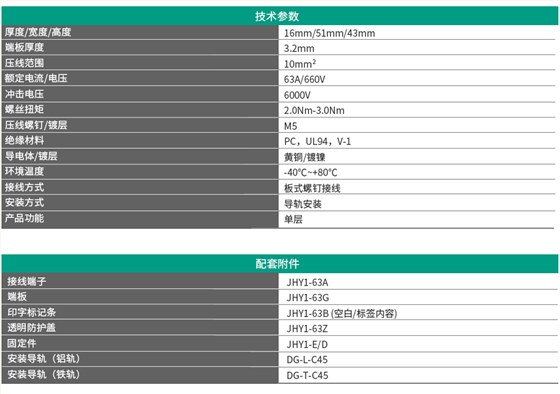 JHY1系列板式螺钉接线端子 JHY1-63A