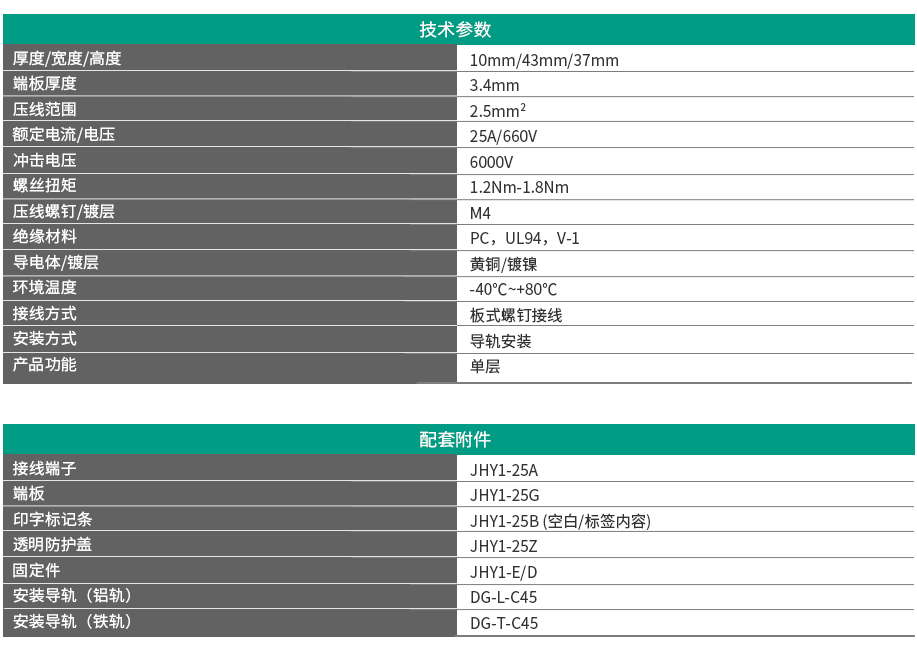 JHY1系列板式螺钉接线端子 JHY1-25A